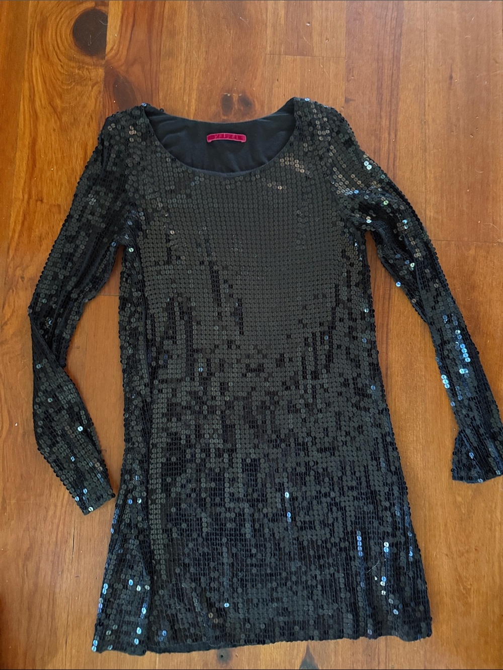 Velvet Black Sequin Long Sleeve Dress